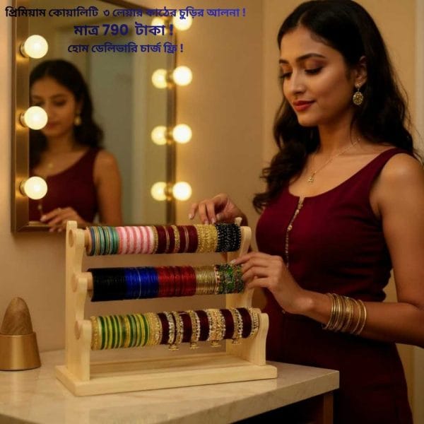 আপনার শখের চুড়ি গুলোকে সাজিয়ে রাখুন নান্দনিক কাঠের চুরির আলনায়।