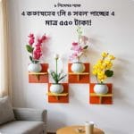 ৮ পিস টি শেফ কম্বো প্যাক ৪ পিস টি শেফ ওয়াল সেল্ফ এবং ৪ পিস ফুলসহ পাচ্ছেন। আঠালো সিস্টেম সহজে সেটিং করা যায়।