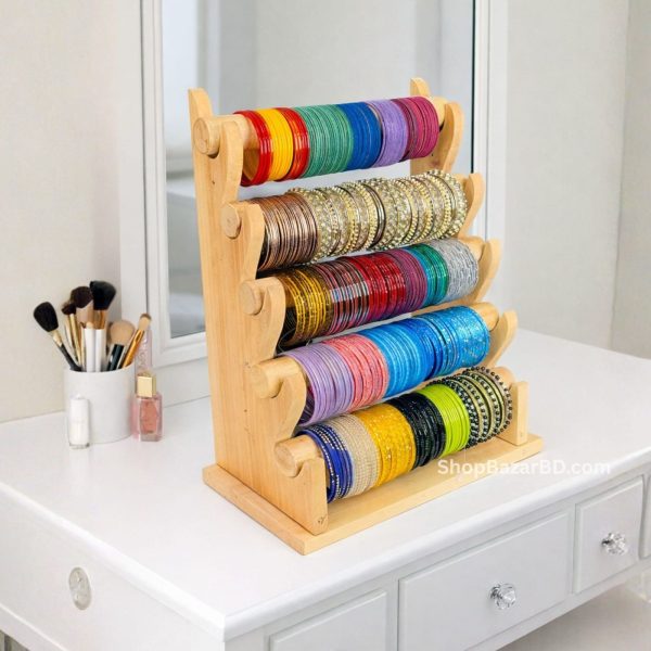 আপনার শখের চুড়ি গুলোকে সাজিয়ে রাখুন নান্দনিক মেহেগনি কাঠের চুরির আলনায়।