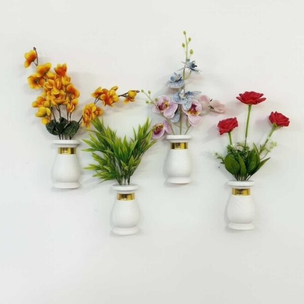 ৪ পিস্ কলস আকৃতির ফুলসহ মেহগনি কাঠের টপ ,আঠালো সিস্টেম হওয়ায় দেয়ালে সেটিং করা খুব সহজ!